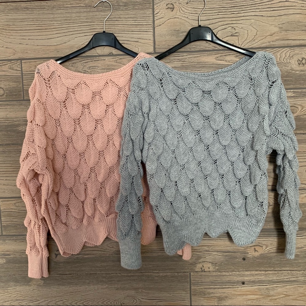 LAST 3✨Rose Scallop Knit Cropped Sweater - Picture 4 of 4